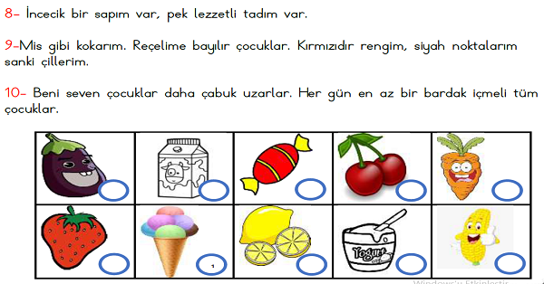1. Sınıf Türkçe Okuma Anlama Etkinliği 8