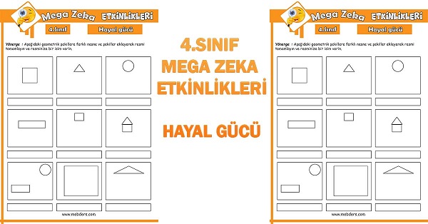 4. Sınıf Mega Zeka Etkinliği - Hayal gücü