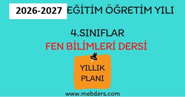 2026-2027 Eğitim Öğretim Yılı 4. Sınıf Fen Bilimleri Dersi Yıllık Planı ( Pasifik Yayınları)