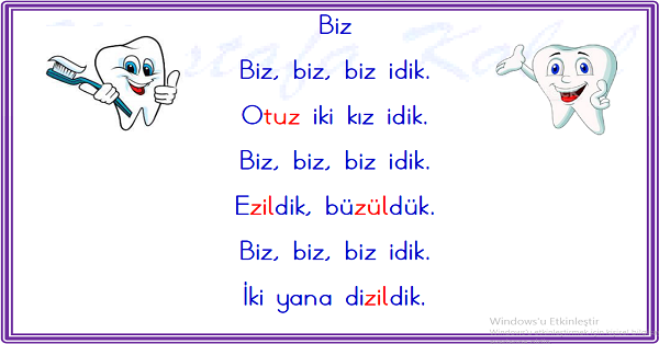 1. Sınıf İlk Okuma Yazma (Z-z) Karesel Okuma Metinleri