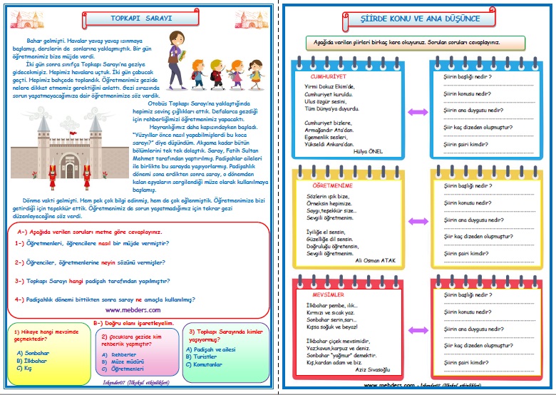 2. Sınıf 35.Hafta Etkinlik Ödev Paketi (05 - 09 Haziran)