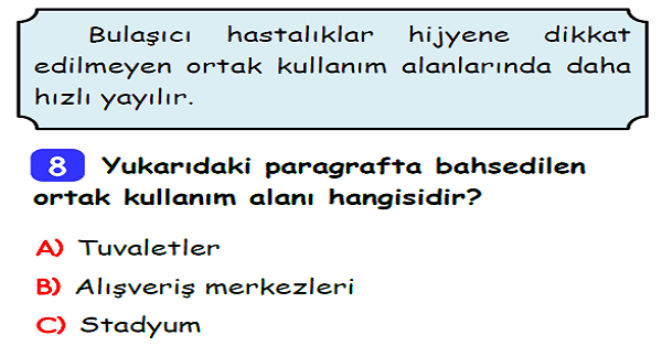 3. Sınıf Hayat Bilgisi Sağlıklı Hayat Ünite Değerlendirmesi-2