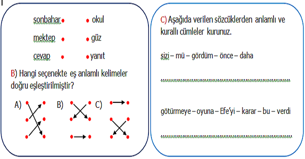 2. Sınıf Türkçe Genel Değerlendirme 3