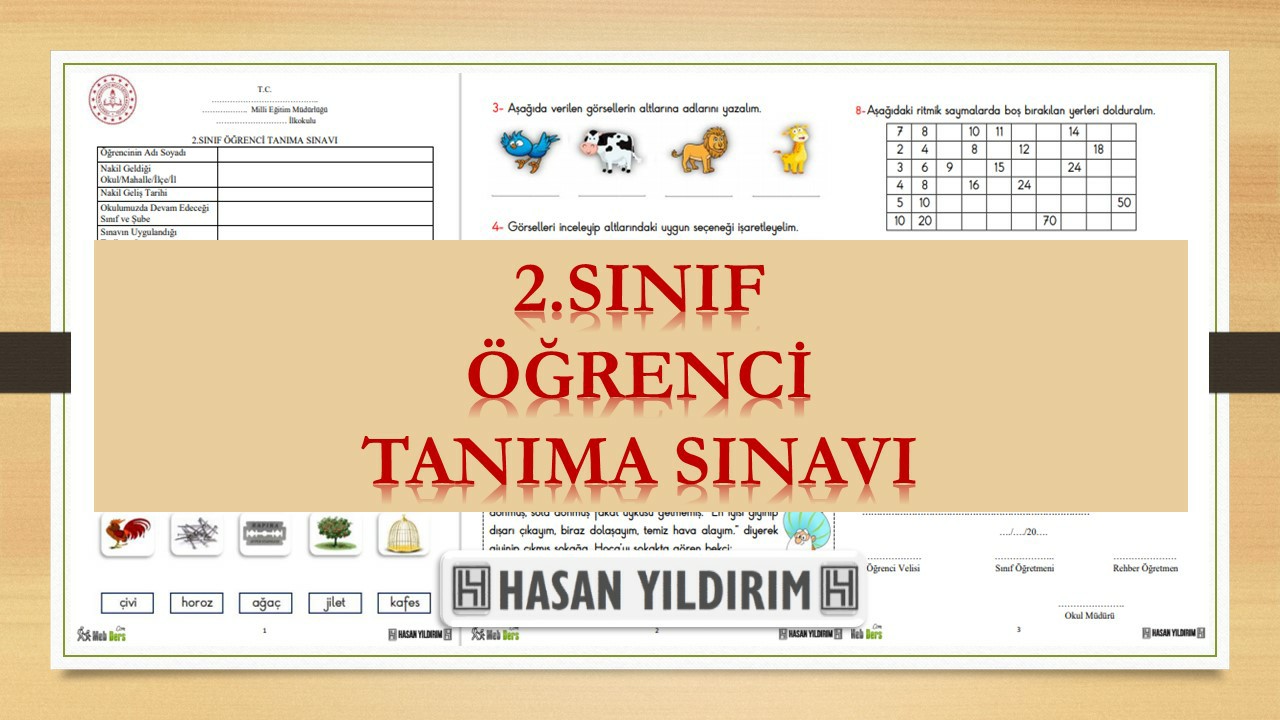 2. Sınıf Öğrenci Tanıma Sınavı (Word ve PDF)
