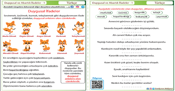 4. Sınıf Türkçe Duygusal ve Abartılı İfadeler Etkinliği