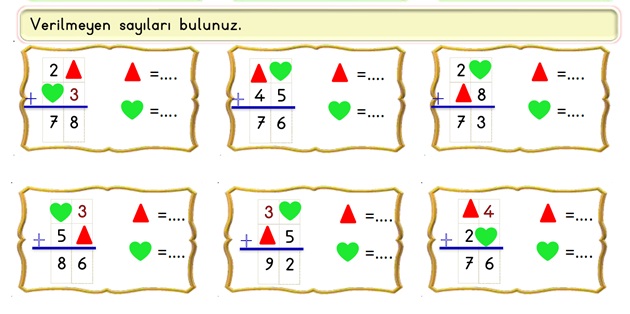 2. Sınıf Matematik Toplama İşlemi-Verilmeyen Toplananı Bulma Etkinliği -6
