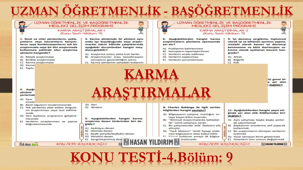 Karma Araştırmalar (Konu Testi-4.Bölüm: 9)