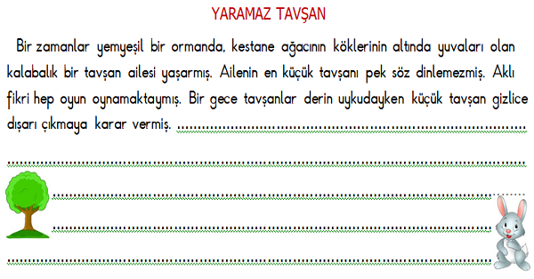 2. Sınıf Türkçe Hikaye Tamamlama Etkinliği 3