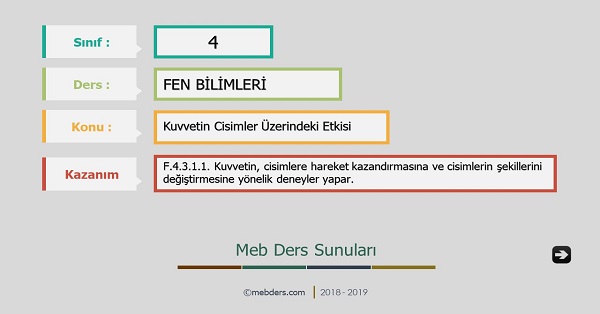4. Sınıf Fen Bilimleri Kuvvetin Cisimler Üzerindeki Etkisi Sunusu