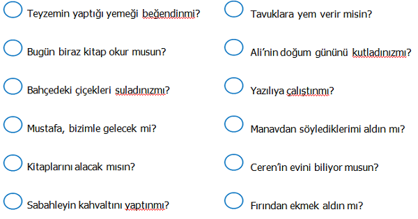 3. Sınıf Türkçe Yazım Kuralları (mi soru eki) Etkinliği 3