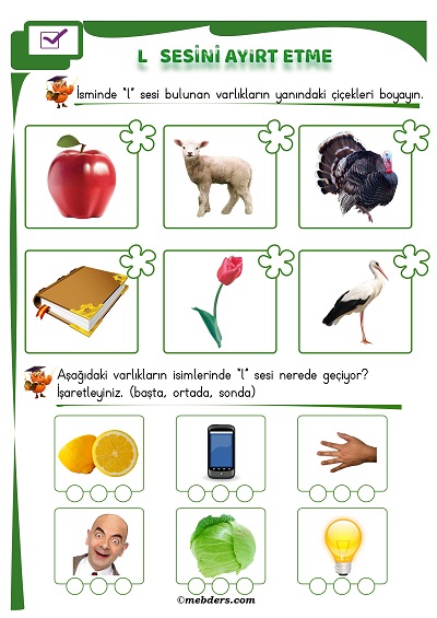 1. Sınıf İlkokuma L Sesi Ayırt Etme Etkinliği