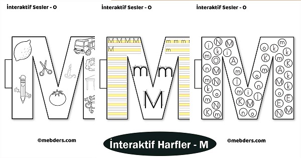 1. Sınıf İlkokuma İnteraktif Harfler - M Sesi