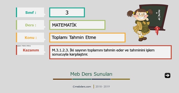 3. Sınıf Matematik Toplamı Tahmin Etme Sunusu