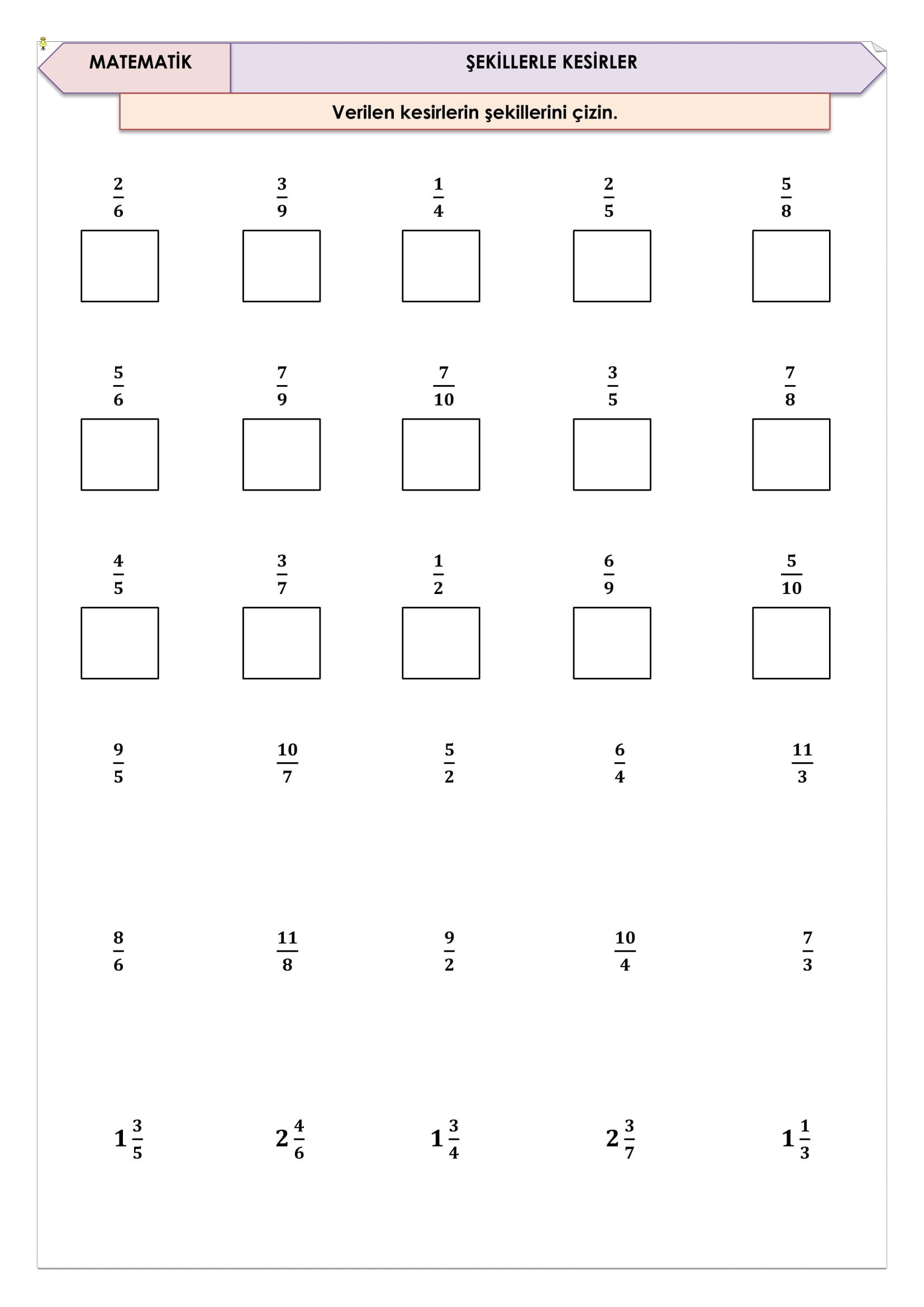 4. Sınıf - Matematik Şekillerle Kesirler Etkinliği