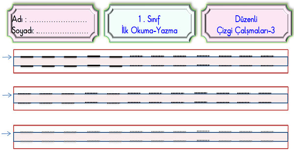 1. Sınıf İlk Okuma Yazma Düzenli Çizgi Çalışmaları Etkinliği 3