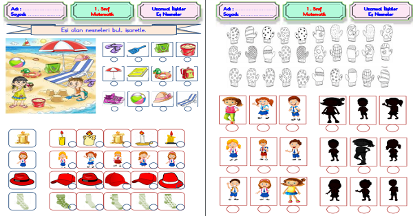1. Sınıf Matematik Uzamsal İlişkiler Eş Nesneler Etkinliği