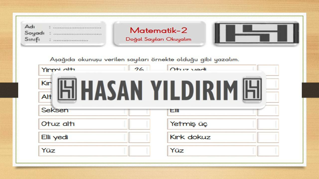 2. Sınıf Matematik Doğal Sayıları Okuyalım Çalışma Sayfası
