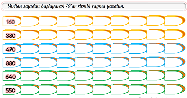 3. Sınıf Matematik Doğal Sayılar Onar Ritmik Sayma-1