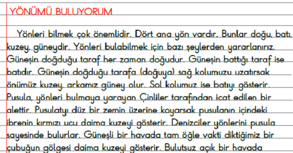 3. Sınıf - Hayat Bilgisi Yönümü Buluyorum Defter Özeti