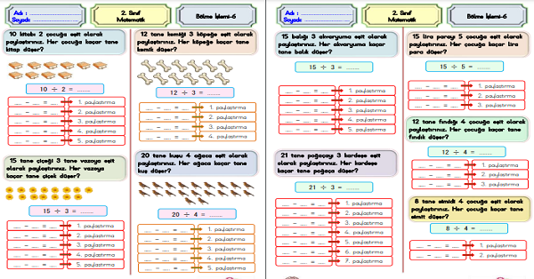 2. Sınıf Matematik Bölme İşlemi (Gruplama ve Paylaştırma) Etkinliği-6