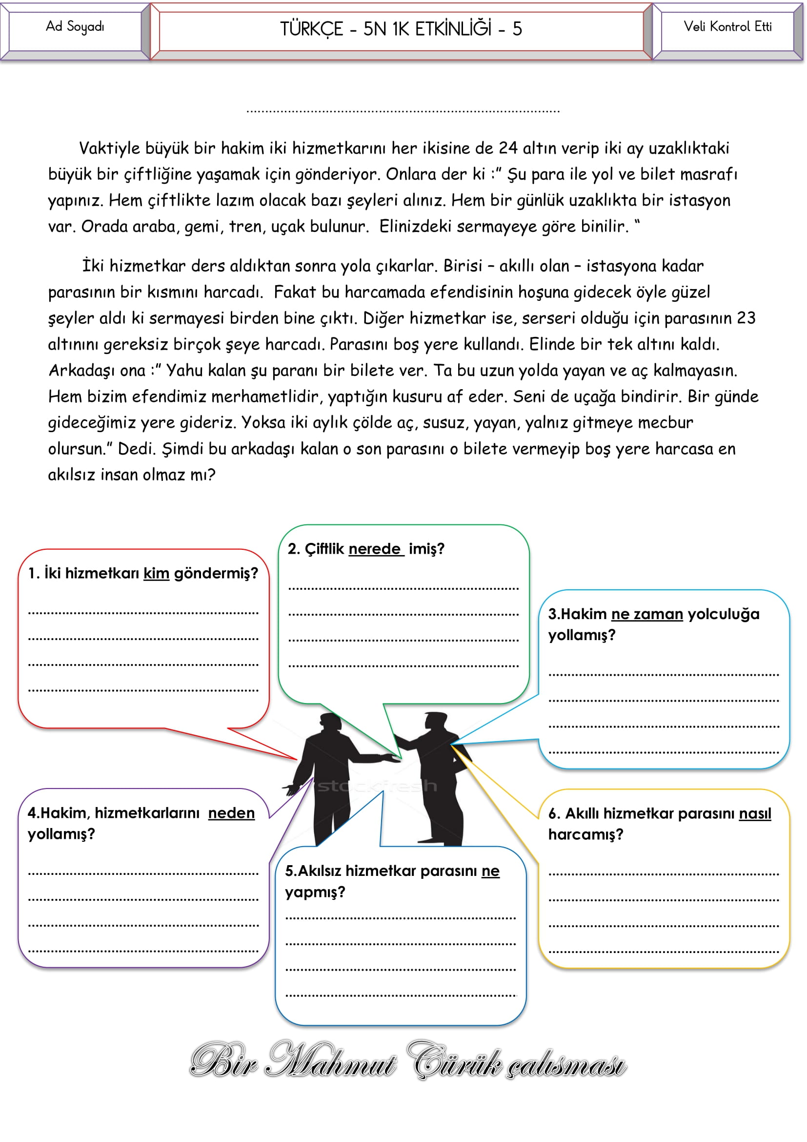 4. Sınıf Türkçe - 5N1K Etkinliği 5