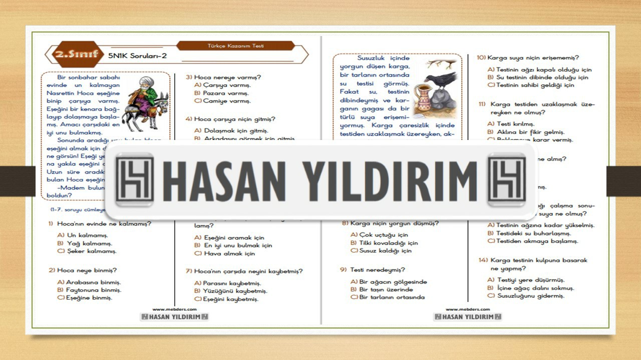 2. Sınıf Türkçe 5N1K Soruları-2 Testi
