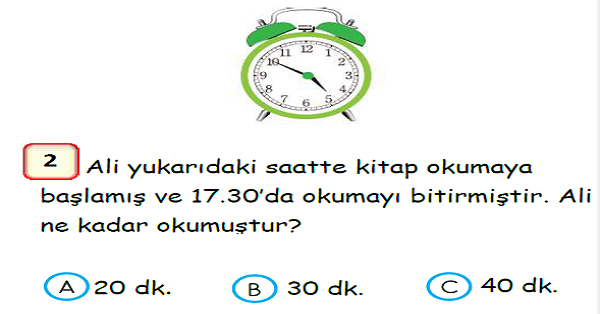 3. Sınıf Matematik Zamanı Ölçme Yaprak Test-3