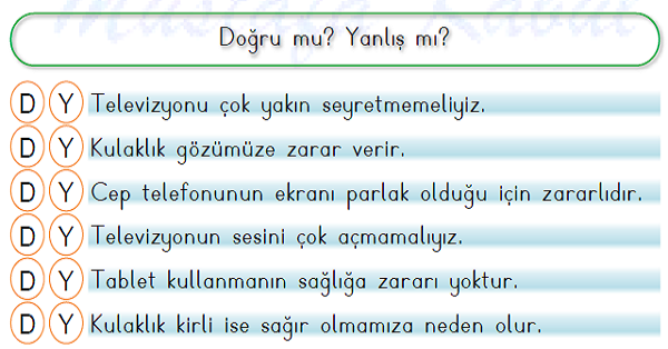 1. Sınıf Hayat Bilgisi İletişim Araçları ve Sağlığımız Etkinliği