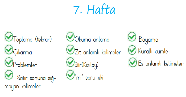 2. Sınıf 7.Hafta Tüm Çalışma Yaprakları