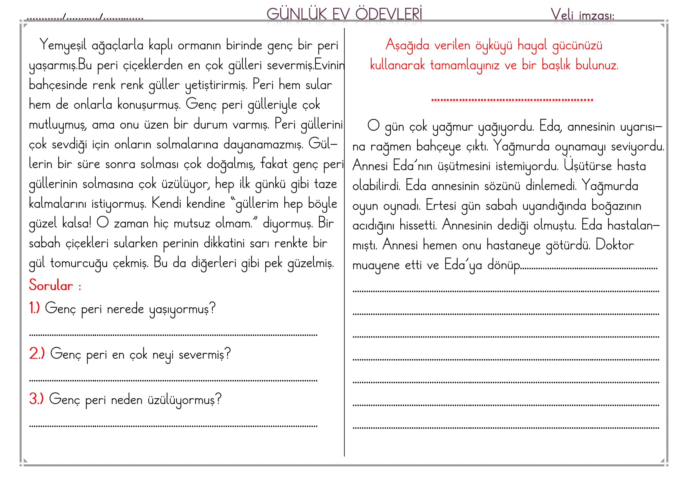 1. Sınıf - 08 Nisan 2026 Günlük Ev Ödevleri