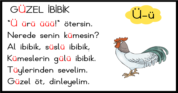 1. Sınıf İlk Okuma Yazma (Ü-ü Sesi) Tekerlemesi