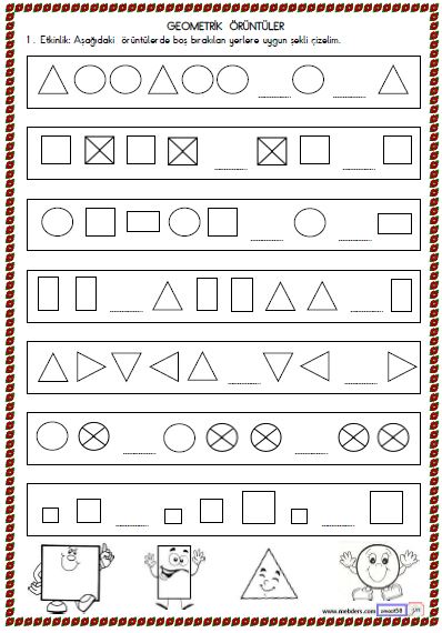 2. Sınıf Matematik Geometrik Örüntüler  Etkinliği 1