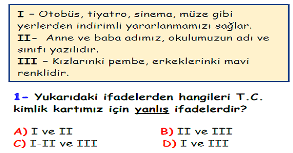4. Sınıf Sosyal Bilgiler Herkesin Bir Kimliği Var Ünitesi Yaprak Test-1