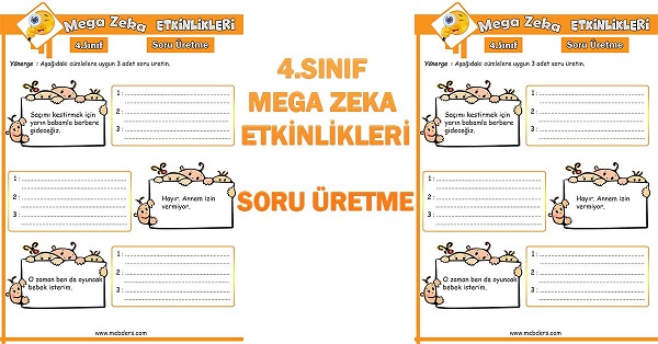 4. Sınıf Mega Zeka Etkinliği - Soru Üretme