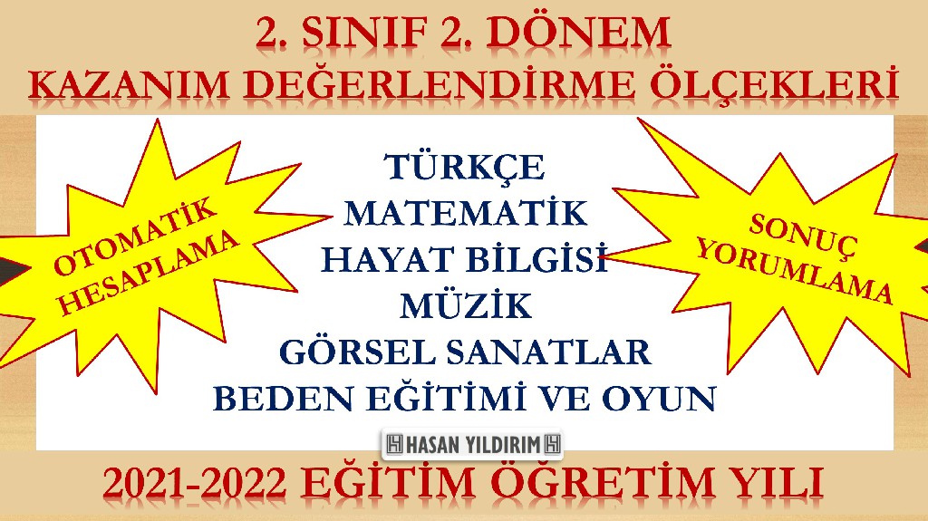 2021-2022 2. Sınıf 2.Dönem Kazanım Değerlendirme Ölçekleri (Tüm Dersler)