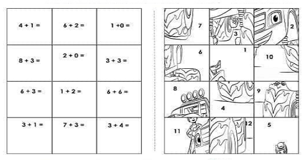 1. Sınıf Matematik Puzzle Toplama İşlemi Kes-Yapıştır-Boya