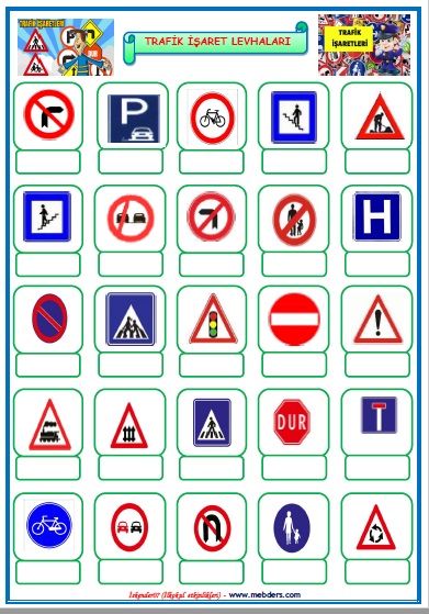 3. Sınıf Hayat Bilgisi Trafik İşaret Levhaları