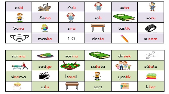 1. Sınıf İlk Okuma Yazma S-s Sesi Okuma Tombalası