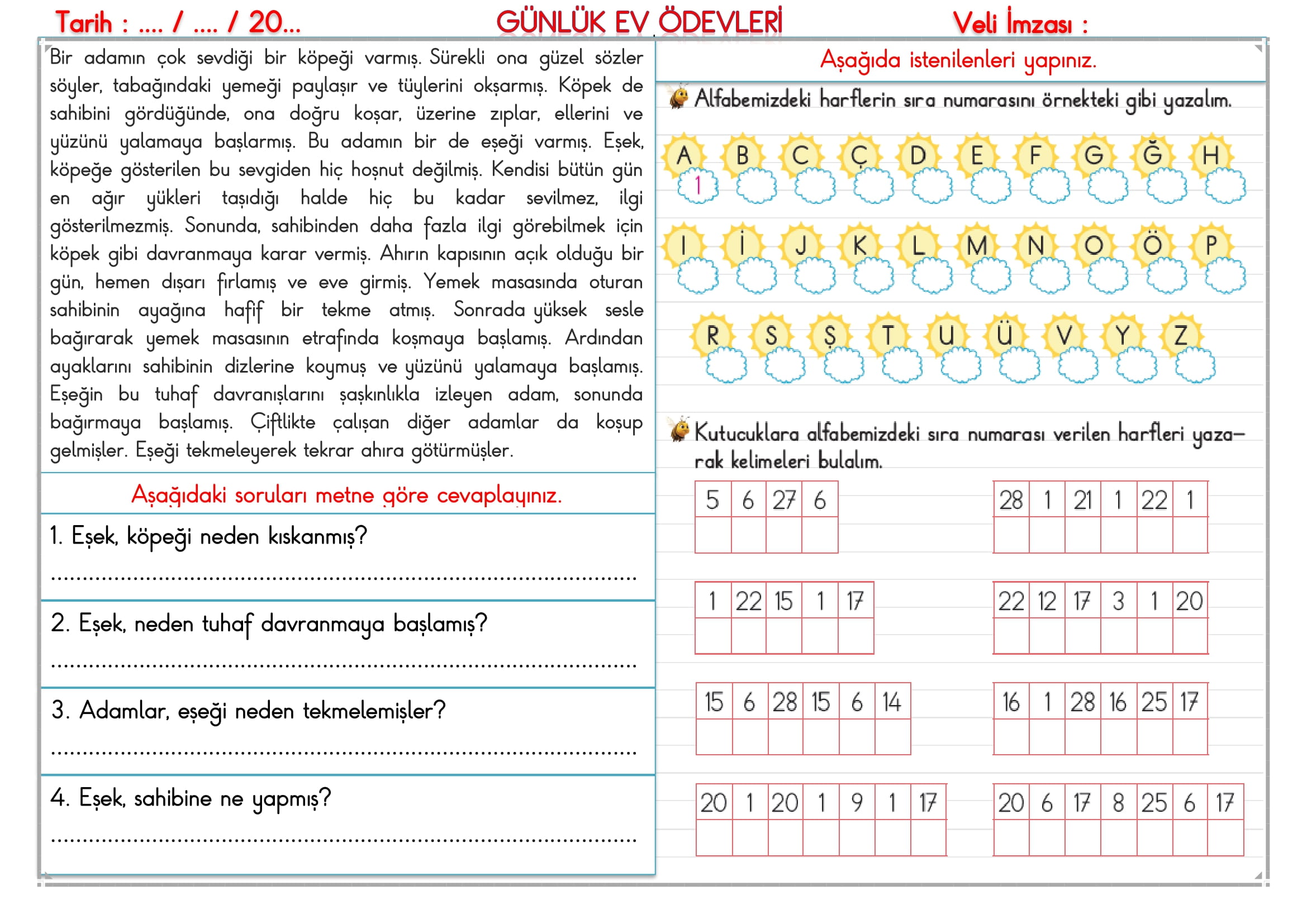 2. Sınıf - 02 Ekim 2025 Günlük Ev Ödevleri