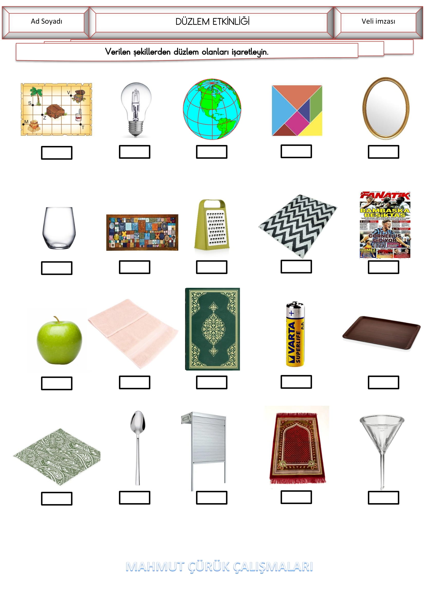 4. Sınıf - Matematik Düzlem Etkinliği