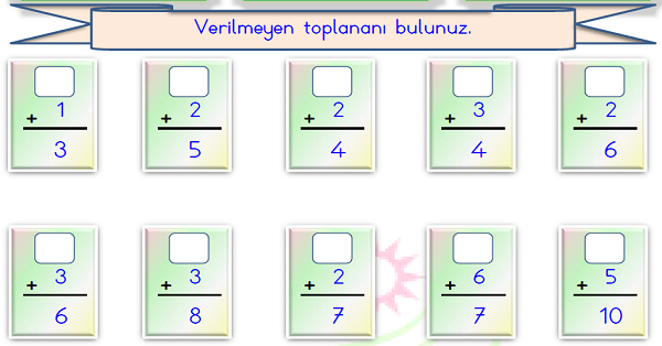 1. Sınıf Matematik Toplama İşlemi Verilmeyenleri Bulma-3