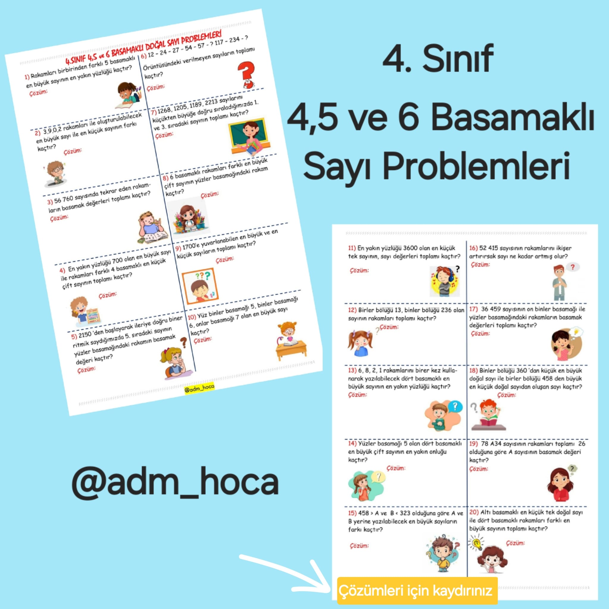 4. Sınıf Matematik 4, 5 ve 6 Basamaklı Doğal Sayılar - Problemler