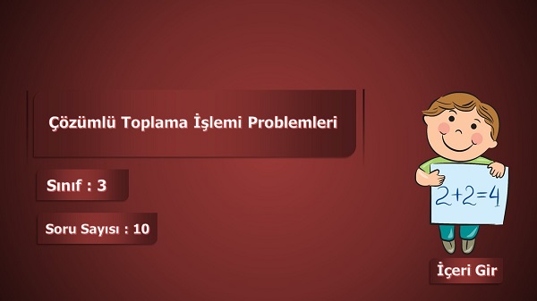 3. Sınıf Matematik Çözümlü Toplama İşlemi Problemleri Sunusu