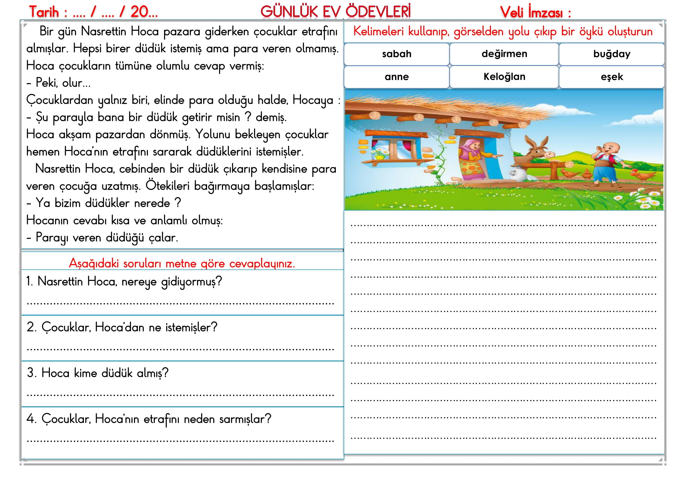 2. Sınıf  16 Eylül 2024 Günlük Ev Ödevleri