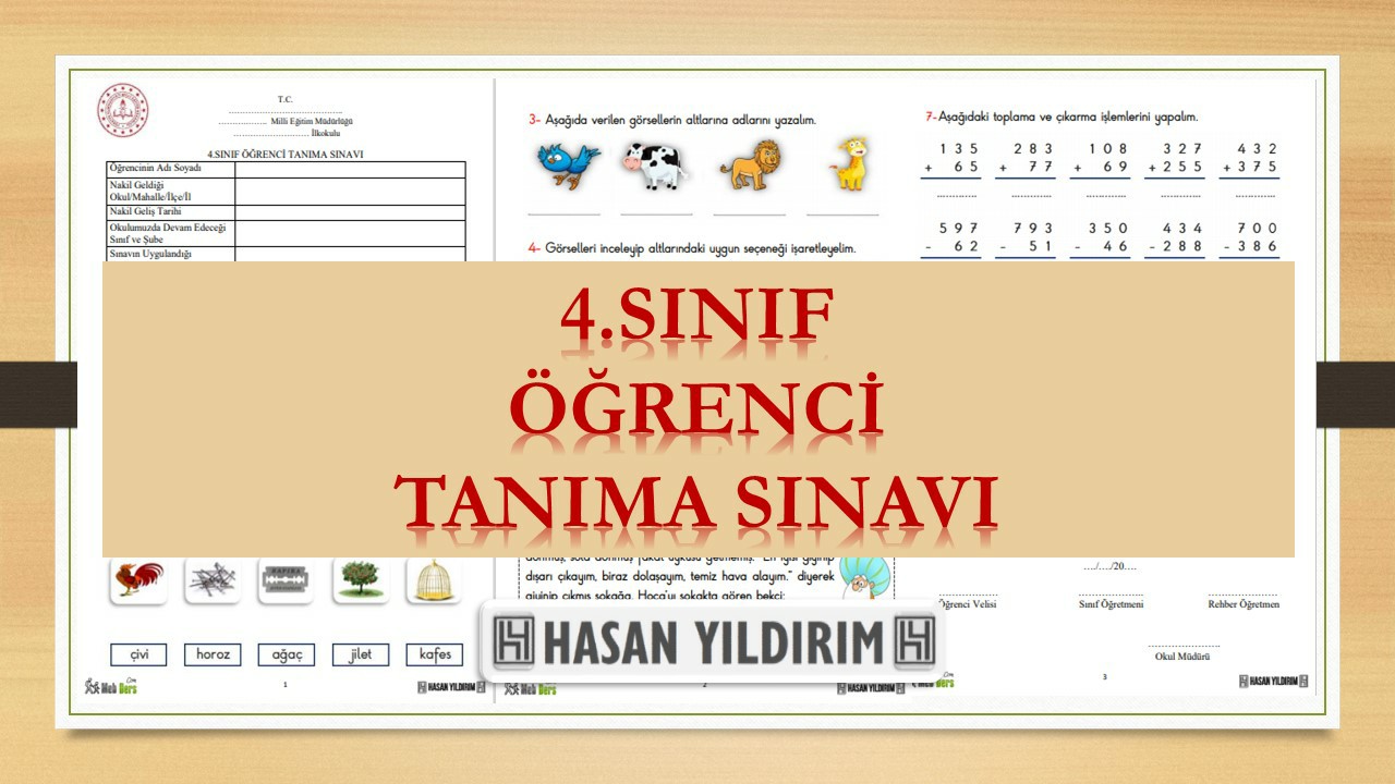 4. Sınıf Öğrenci Tanıma Sınavı (Word ve PDF)