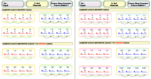 3. Sınıf Matematik Çarpma İşleminde Çarpanları Artırma veya Eksiltme-1