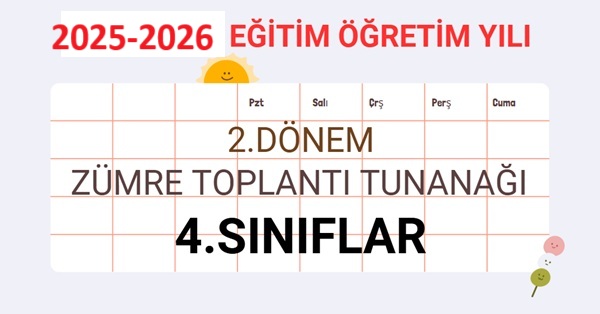 2025-2026 Eğitim Öğretim Yılı 4. Sınıflar 2.Dönem Zümre Öğretmenler Kurulu Toplantı Tutanağı