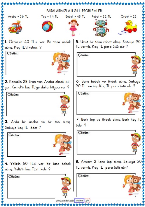 2. Sınıf Matematik Para ile İlgili Problemler Etkinliği 17