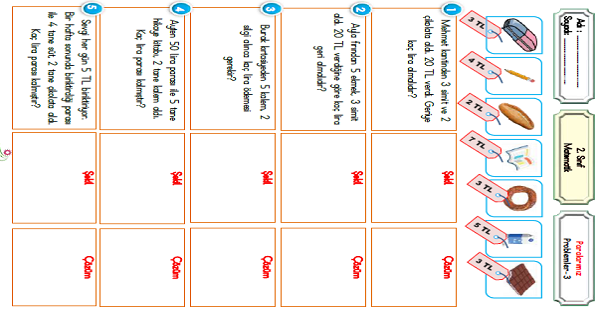 2. Sınıf Matematik Paralarımız-Problemler-3