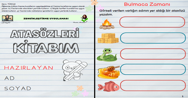 4. Sınıf Türkçe Atasözleri Kitabı Etkinliği
